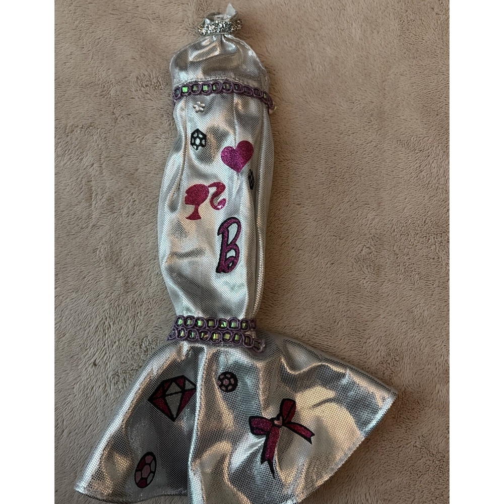 Mattel Barbie Fashionista Silver‎ Halter Dress With Barbie Emblems B5